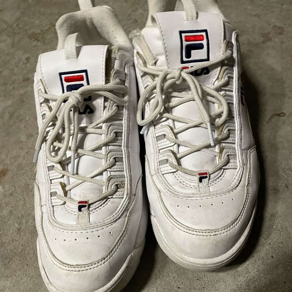 Used White Fila Disrupters - Men Size 11.5